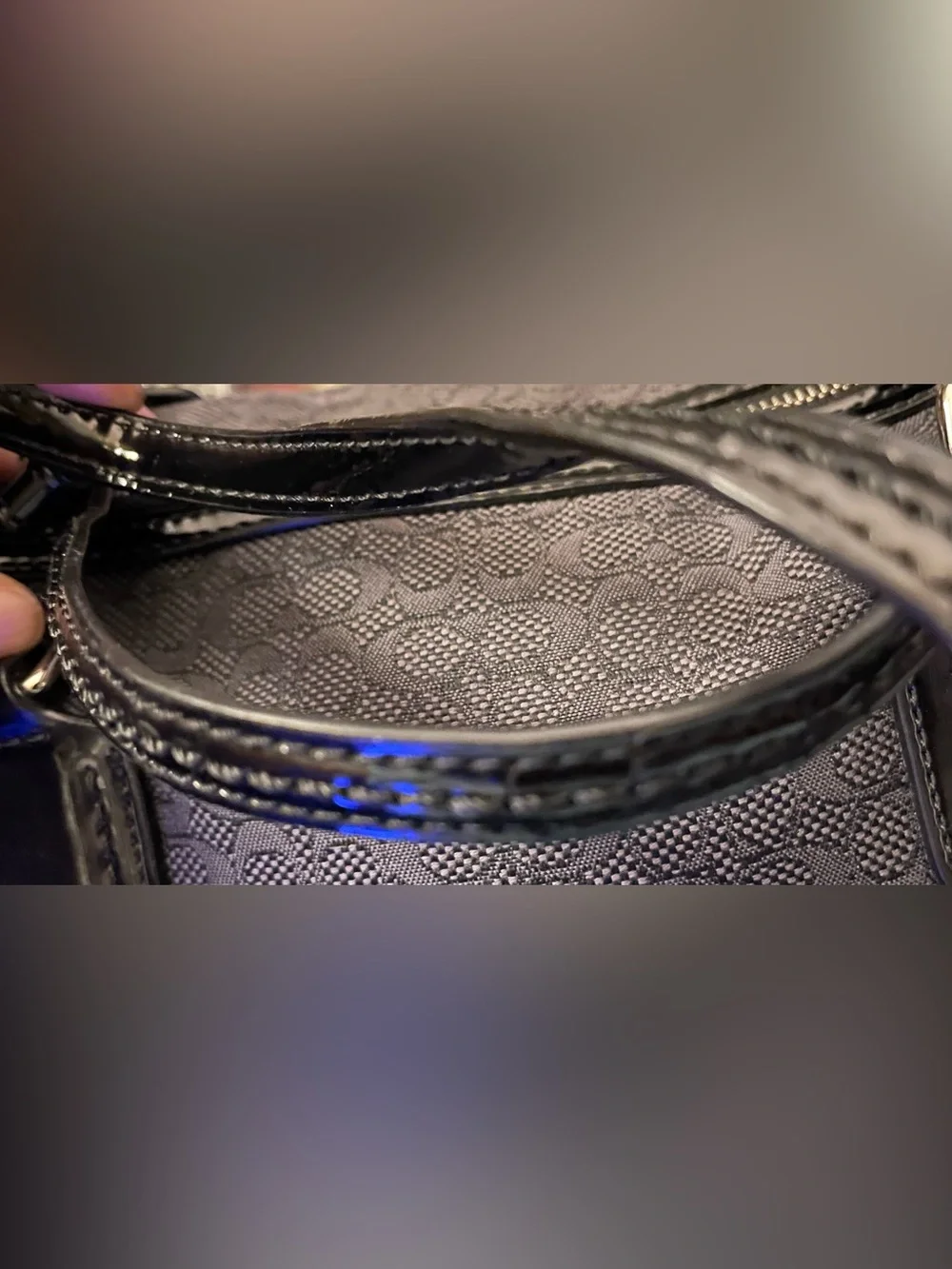 Coach Black Logo-Embossed Dome Satchel EUC